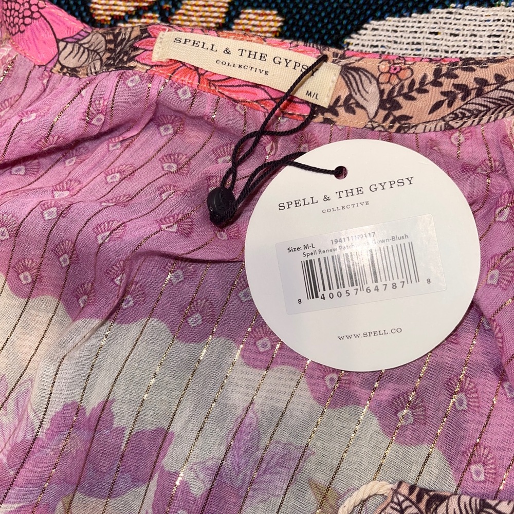 SPELL DESIGNS NWT Renew Patchwork Gown M/L Blush - Picture 5 of 10